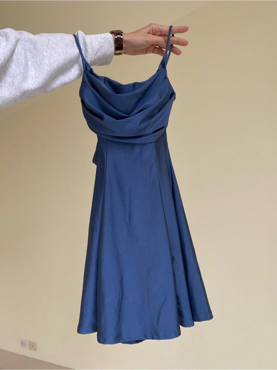 Windsor Dresses & Skirts - Junior Blue Cowl Neck Spaghetti Strap Dress